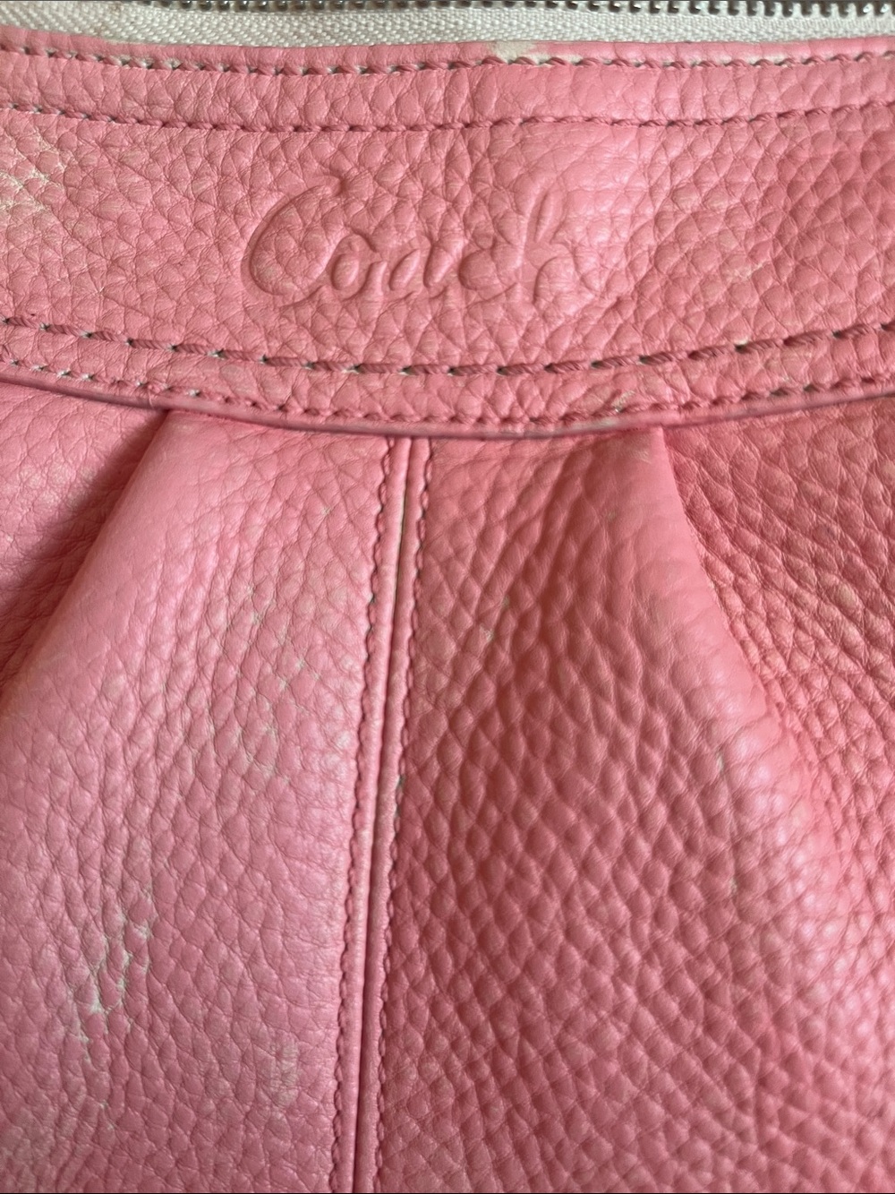 Coach Pebbled Leather Shoulder Bag in Rose Pink